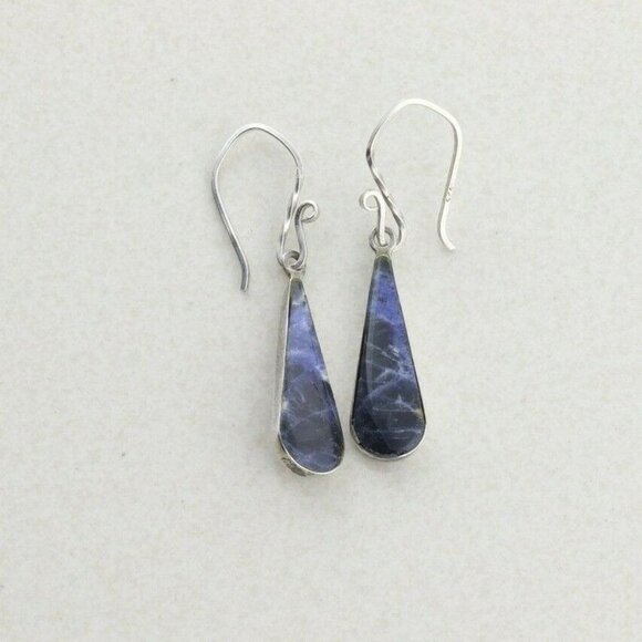 Sterling Silver Blue Sodalite Earrings Dangle Drop Earrings - Picture 4 of 7